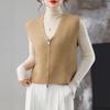Chaleco con Cremallera sin Mangas para Primavera y Otoño 2025 Chaqueta de Punto para Mujer Estilo Corto Cardigan Cardigan Cuello Corazón Color Sólido Ropa de Mamá