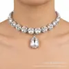Collar corto de gota de agua redondo simple de lujo ligero para mujer, moda, versátil, colgante de gota de agua ovalado, collar Super Brillante, accesorios de joyería