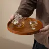 Prato de Jantar Redondo de Madeira Moderno Simples Ocidental Prato para Bife Talheres de Apresentação Prato de Sushi Talheres Criativos