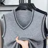 Chaleco de Lana de Color Puro Otoño e Invierno para Hombre con Cuello en V Prendas de Punto Base Prendas de Punto Chaleco para Hombres de Mediana Edad y Mayores Ropa para Papá