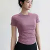 Roupa de Yoga Manga Curta, Camiseta de Secagem Rápida, Top Feminino Gola Redonda, Top Esportivo Emagrecedor, Roupa Esportiva Respirável para Fitness