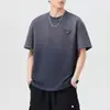 Camiseta de Manga Larga Pesada 300g Verano 2026 Degradado Lavado para Hombre Tendencia Nacional Estilo Americano Japonés Casual