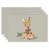 Mantel de Pascua transfronterizo lino patrón de huevo conejo impreso mantel de mesa fiesta atmósfera festiva vajilla decorativa
