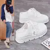 Mules de malla transpirable blancos de verano sin cordones para mujer, sandalias perezosas sin cordones de suela gruesa para uso en exteriores CY711