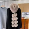 Bufanda nueva de piel sintética de zorro, estilo coreano, elegante y afelpada, con cierre magnético, ofreciendo una sensación lujosa y cálida, y con pompones de piel sintética