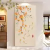 Pintura al Óleo Original Pintada a Mano Estilo Madera Natural Cremosa Caqui Ruyi Pintura Decorativa para Recibidor Pinceladas de Maestro Pintura de Peces Koi Colgante de Pared