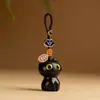 Chaveiro de Carro Gato Ébano Preto, Pingente Fofo para Celular/Bolsa, Acessório Criativo Personalizado