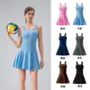 Vestido Esportivo de Comércio Exterior Feminino com Calça de Segurança Embutida Respirável Anti-exposição Absorção de Choque Camada Base com Bojos Manga Longa Tendência