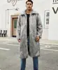 Abrigo de piel sintética para hombre, nuevo estilo otoño e invierno, abrigo largo de piel sintética con cuello cuadrado para hombre, en stock para comercio exterior europeo y americano
