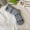 Nuevos Calcetines de Lana para Mujer Otoño e Invierno, Combinación de Colores Grises con Lazo, Calcetines Cálidos Espesos de Media Pantorrilla, Calcetines Holgados para Mujer