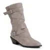 Botas de moda de tacón alto de comercio exterior para mujer, botas de tubo alto con punta de moda para otoño e invierno, botas versátiles de cuero para mujer de talla grande, botas de cuero para mujer sin cordones