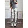 Pantalones de cuadros de verano nuevos transfronterizos para hombre, estilo callejero americano, corte recto holgado, pantalones casuales de pierna ancha adelgazantes, modernos