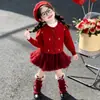 Cárdigan Suéter Abrigo para Niña 2026 Otoño/Invierno Ropa Infantil Dulce Falda Texturizada Vestido de Princesa para Bebé Conjunto de Dos Piezas