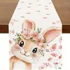 Camino de mesa popular transfronterizo de Pascua con estampados de conejos y huevos para decoración de restaurante y ambiente festivo - Bandera de mantel