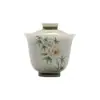Mi Yan Underglaze Color Pure Hand-painted Peony Flower Cover Bowl Tigela de chá de cerâmica artesanal não quente para fabricante de chá doméstico Kung Fu