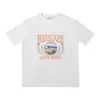 High Street Europeo y Americano Marca de Moda RHUDE Atardecer Cara Redonda de Corazón Impresión de Letras Nuevas Oversize Holgada Camiseta de Manga Corta