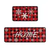 Alfombrillas de Navidad transfronterizas, lavables y fáciles de limpiar, absorbentes y antideslizantes, juego de alfombrillas de cocina de terciopelo de cristal