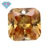 Gema Huagang un agujero cuadrado achaflanado circón champán piedra desnuda borde agujero central CZ artificial piedra blanca superficie de anillo