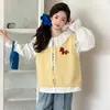 Conjunto de Chaleco de Punto y Camisa de Encaje para Niñas Primavera y Otoño 2026 Nuevo Elegante Chaleco de Punto para Niña Conjunto de Dos Piezas