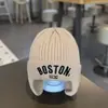 Chapéus Infantis Outono e Inverno Estilo Ins Moda de Rua Chapéu Pulôver com Letra Chapéu de Tricô para Meninos Chapéu de Lã para Crianças