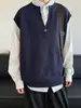 Colete Tricot Simples Casual Retrô Estilo Academia Unissex Cor Sólida Estilo Neutro Pulôver Sem Manga Gola V Para Camadas