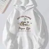 Moletom com Capuz Estampado Outer Banks, Moletom Casual com Bolso e Manga Longa com Cordão, Blusa de Moletom, Roupas Femininas