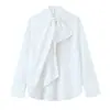 Camisa Casual de Popelina Lisa de Color Sólido para Mujer, Nueva Primavera 2026, con Lazo, Transfronterizo Aliexpress 1074891