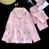 Pijama Feminino Fofo de Manga Longa para Comércio Exterior Novo Algodão Nuvem Cardigã de Lapela Versão Coreana Infantil Manga Longa Calça Longa Roupa de Dormir