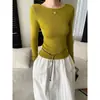 Sinan Primavera Temprana Nuevo Estilo Hombros Descubiertos Elegante Ajuste Delgado Mezcla de Lana Ultrafina Suéter de Punto Capa Base Sn8592