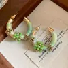 Pendientes de Cuerda de Color Aguja Plateada en Forma de C para Mujer Pendientes de Estilo Étnico Retro Pendiente Versátil de Lujo Ligero Diseño de Moda Nicho
