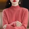 Outono e Inverno Novo Suéter Meia-gola alta feminina de manga comprida Top Loose Slimming All-match Sweater Pullover Sweater