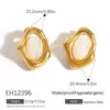 Pendientes de Acero de Titanio Transfronterizos Yuhui, Estilo Retro Incrustaciones de Resina Forma Geométrica Irregular, Pendientes de Acero Inoxidable Chapados en Oro Real