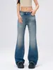 Jeans vintage com efeito desgastado e cintura alta, feito sob medida por marcas tailandesas e vietnamitas, moda feminina casual solto perna larga reto calças