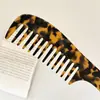 Pente de Cabelo de Alta Qualidade com Padrão de Mármore e Cabo de Moda Europeia e Americana, Pente de Acetato com Dentes Largos, Pente de Cabelo Antiestático