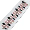 Uñas Vestibles de Tamaño Completo, Uñas Postizas Sencillas, Manicura Moda Estilo Ins Blanqueador Color Salto Negro y Rosa, 30 Piezas de Uñas Pre-Hechas