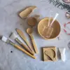 Tazón para mascarilla de bambú, cuchara para mascarilla, traje de dos piezas, palo para mascarilla, herramienta para mascarilla casera DIY, se puede grabar LOGO
