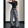 Pantalones Casuales Rayados Sueltos Estilo Americano Nuevos para Mujer Otoño 2026, Pantalones Deportivos Rectos de Caída, Modernos