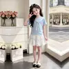 2026 Camiseta Elegante de Moda Estilo Coreano Manga Corta Verano Falda de Encaje Linda Dulce Conjunto de Dos Piezas Personalizado