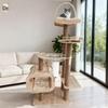 Marco para Gatos de Madera Maciza, Casa para Gatos Cápsula Espacial Grande, Árbol para Gatos con Rascador Integrado, Plataforma para Saltar, Suministros para Gatos Antirrasguños
