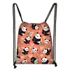 2026 Nova Bolsa Panda de Desenho Animado Conveniente com Cordão para Estudante Bolsinha de Estudo Poliéster Bolsa de Armazenamento para Viagem ao Ar Livre Fornecimento Direto do Fabricante