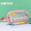 Bolsa de Cosméticos Transparente com Borda Colorida Fosca Personalizada, Simples, Portátil, À Prova d'Água, Necessaire, Cosméticos de Viagem, Armazenamento de Grande Capacidade