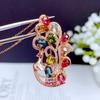 Transmisión en Vivo de TikTok Nuevo Colgante de Pavo Real de Piedras Preciosas Coloridas de Imitación Natural Broche Creativo de Circón Microincrustado Collar de Dos Usos