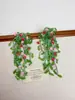 Colección Primavera 2026: Pendientes Verdes Florales Estilo Bosque con Borlas Largas, Pendientes con Ambiente Ultra-Hada Festivo, Accesorios de Moda