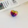 Chen Ming Acrílico Color Sólido Arcoíris Bicolor Lazo Forma de Corazón Cuentas Sueltas Hecho a Mano DIY Cadena para Teléfono Pulsera Accesorios para el Cabello