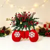 Corona de Navidad Centelleante Transfronteriza Guantes de Navidad Guirnalda Brillante Copos de Nieve Afelpados Hojas de Pino Bayas