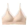 Nuevo Sujetador de Encaje con Escote en V y Espalda Bonita para Mujer, Sin Aros con Copas Acolchadas, Cómodo, Levanta los Lados del Busto, Anticaída, Sujetador Push-up