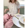 3ª Manhã Camisa Redonda com Mangas Bufantes Estilo Coreano Suave e Rejuvenescedora Zy4248