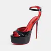 Comércio exterior transfronteiriço boca rasa moda sandálias de salto alto novo sexy oco uma tira à prova d'água plataforma sapatos femininos atacado