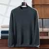 Suéter de Cachemira Nuevo de Cuello Redondo para Otoño e Invierno Tejido Jacquard Holgado Pulóver de Punto Capa Base Simple para Viajes de Negocios Hombre