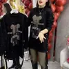 Vestido sudadera de otoño e invierno talla grande 100 kg para mujer, de longitud media, holgado, con forro polar y engrosamiento para cubrir la barriga y crear un efecto adelgazante